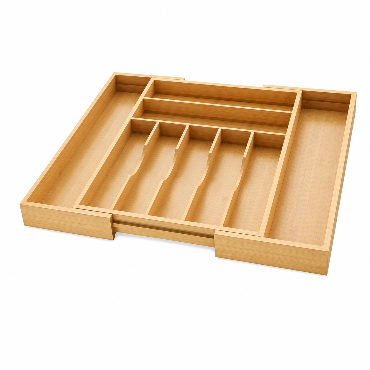 9-Slot Expandable Bamboo Drawer Organizer — white main