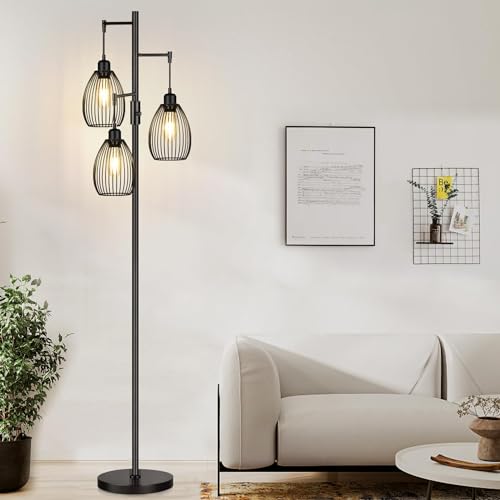 Dimmable 3-Light Black Industrial Floor Lamp — source secondary