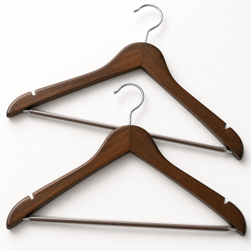 30-Pack Solid Wood Clothes Hangers — detail