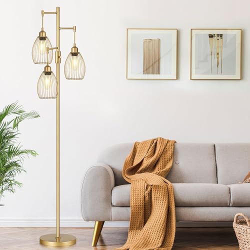 Dimmable 3-Light Gold Tree Floor Lamp — source secondary
