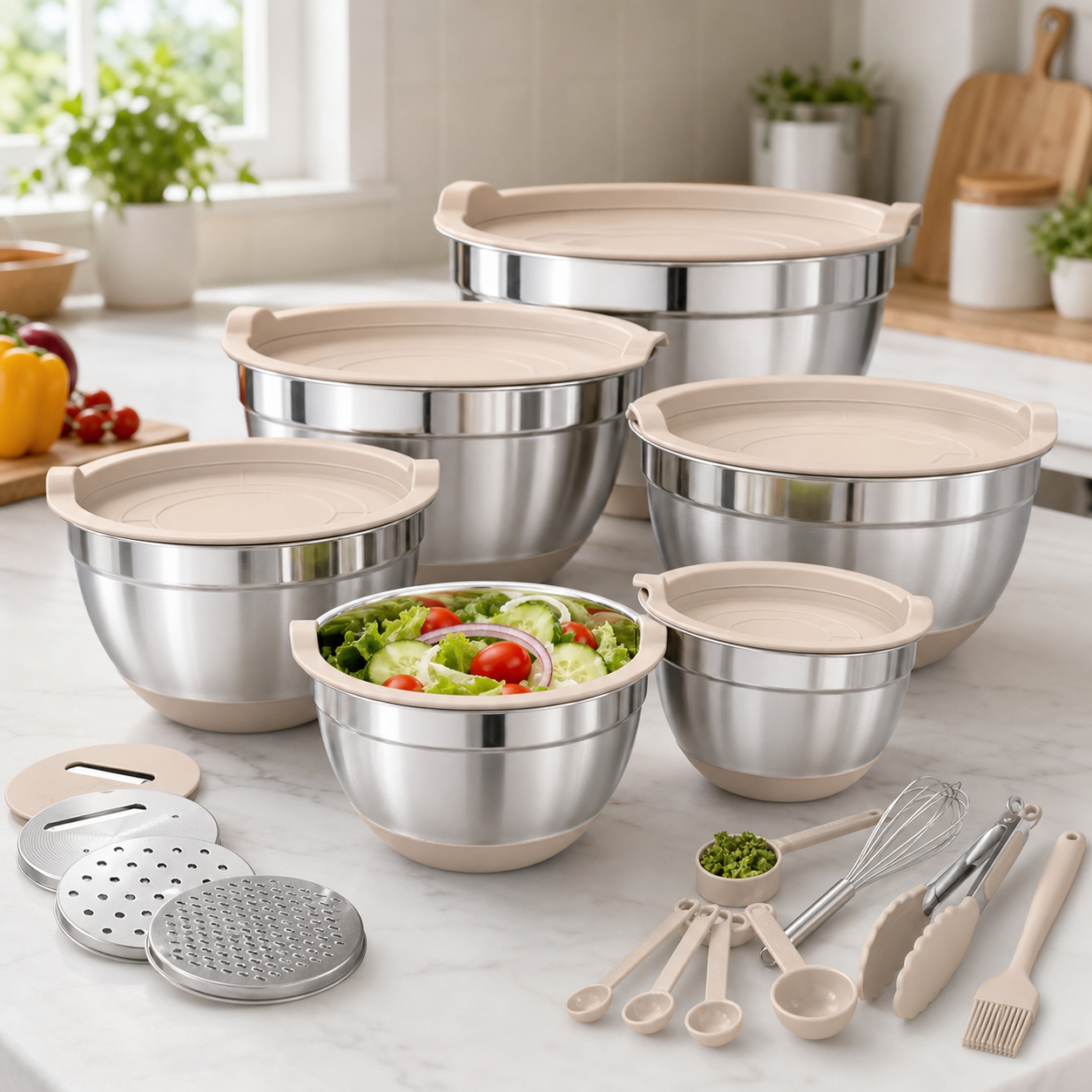 26-Piece Stainless Steel Mixing Bowl Set — lifestyle
