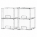 4-Pack Clear Stackable Storage Drawers — white main