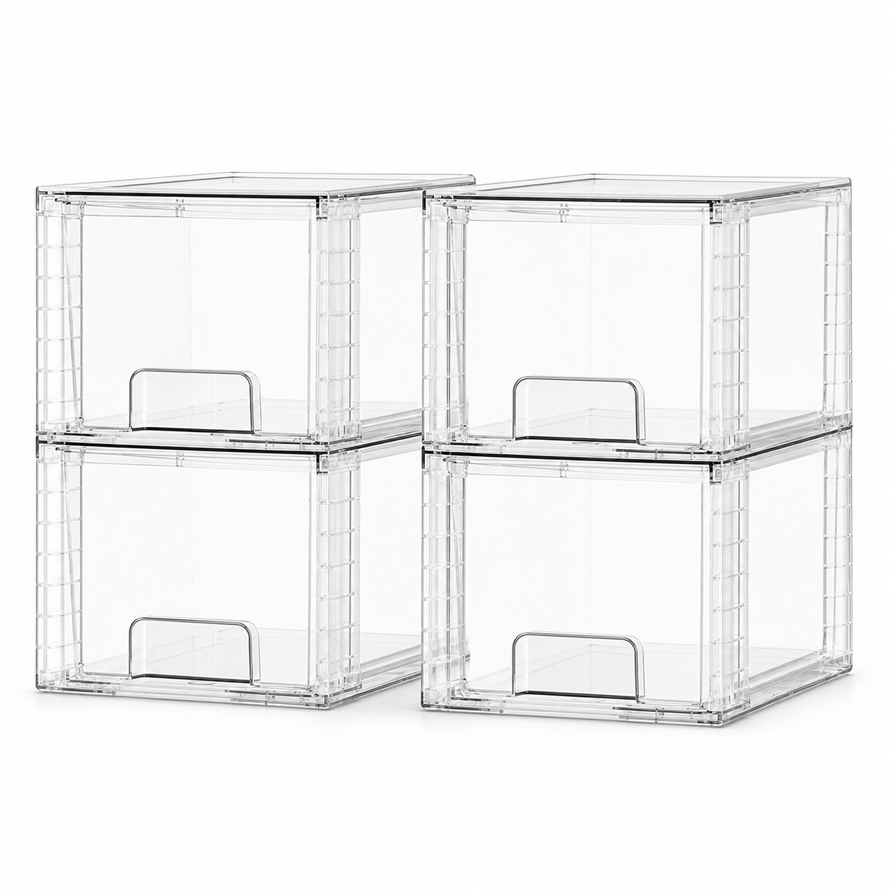 4-Pack Clear Stackable Storage Drawers — white main