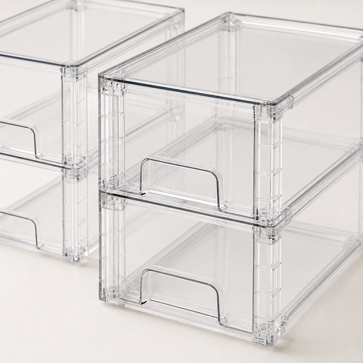 4-Pack Clear Stackable Storage Drawers — detail