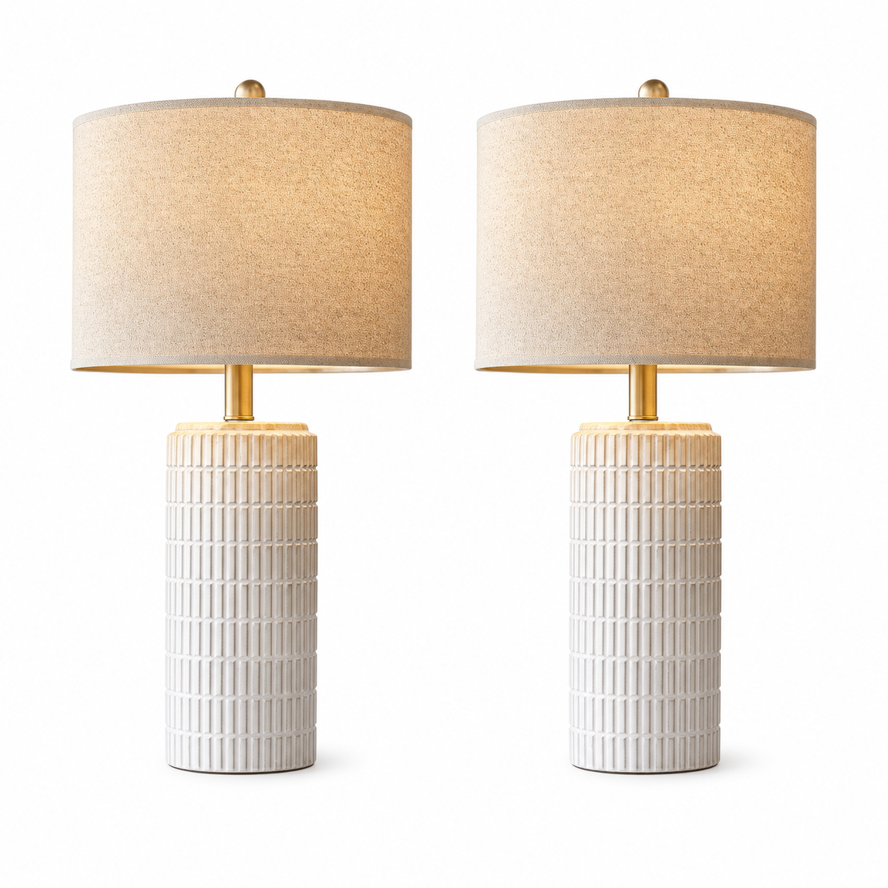 23-Inch Ceramic Table Lamps — Set of 2 — white main