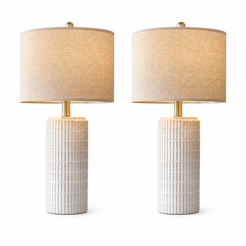 Butterlit 23-Inch Ceramic Table Lamps – Set of 2, White – product image 1