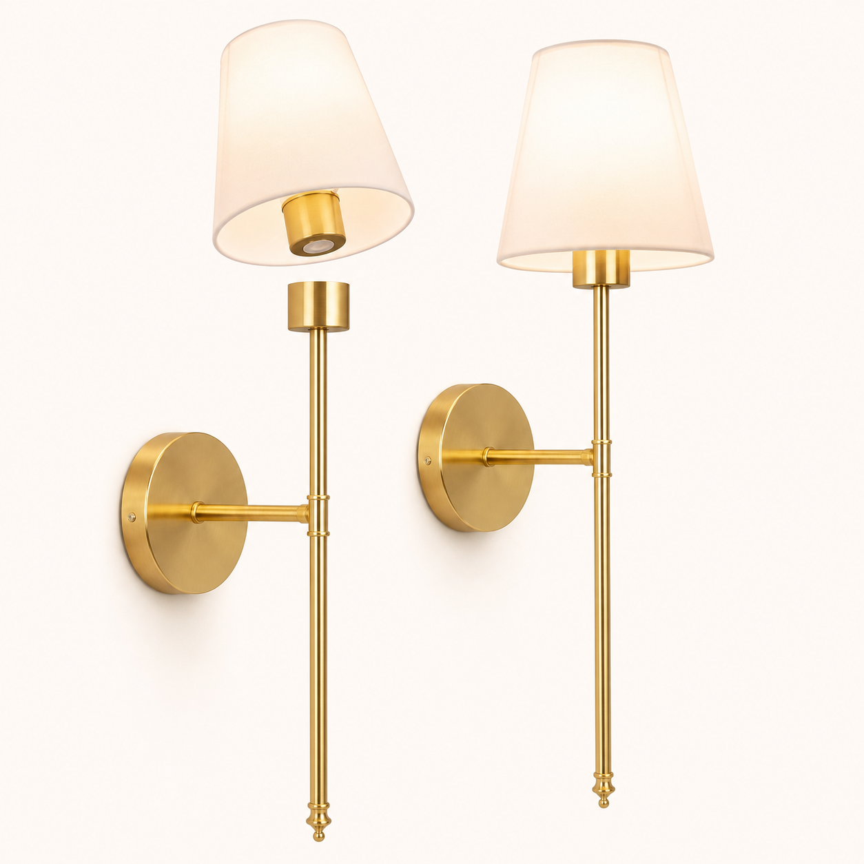 NIORSUN 2-Pack Rechargeable Gold Wall Sconces — detail