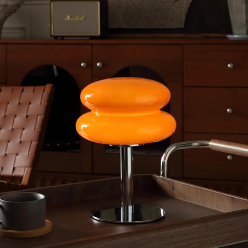 Dimmable Orange Glass Mushroom Table Lamp — source secondary