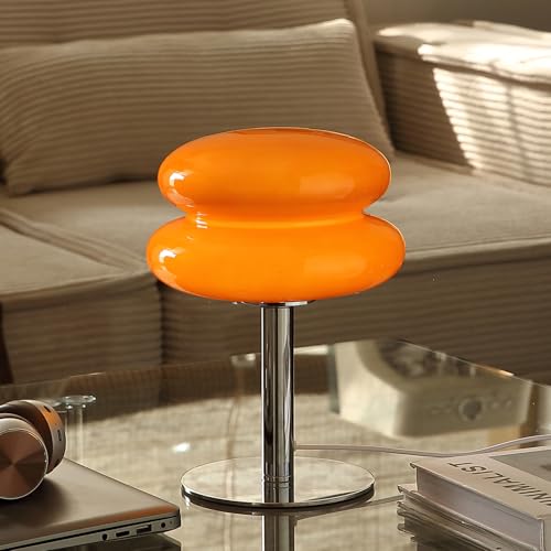Dimmable Orange Glass Mushroom Table Lamp — source secondary