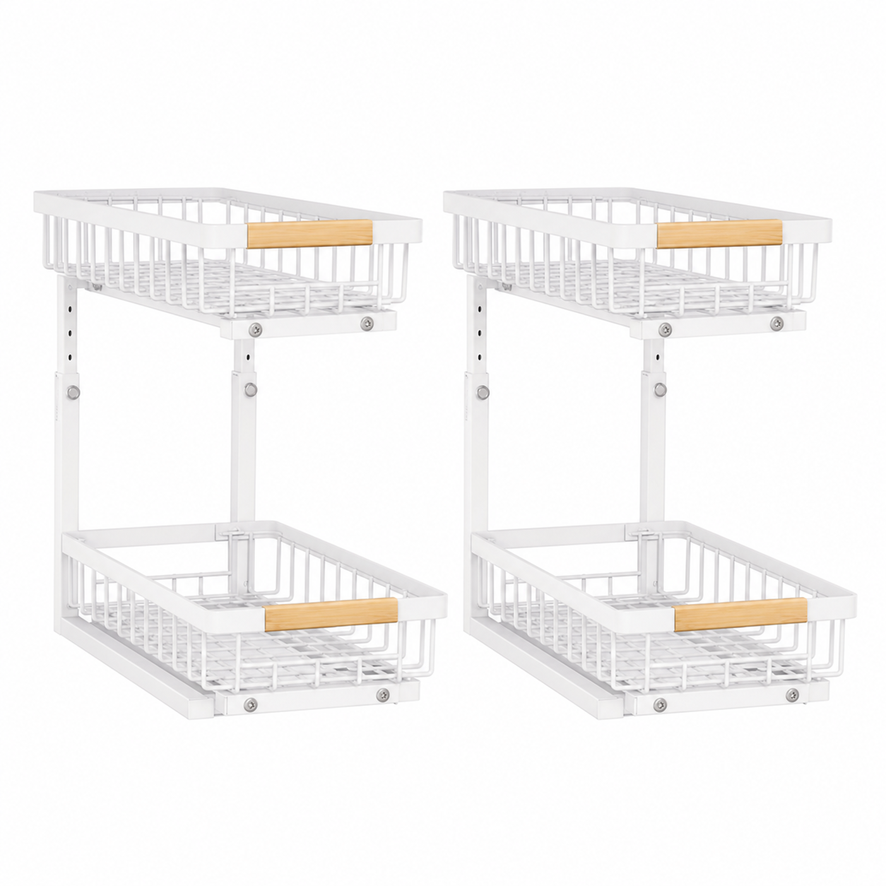 2-Pack Adjustable Under-Sink Sliding Organizers — white main