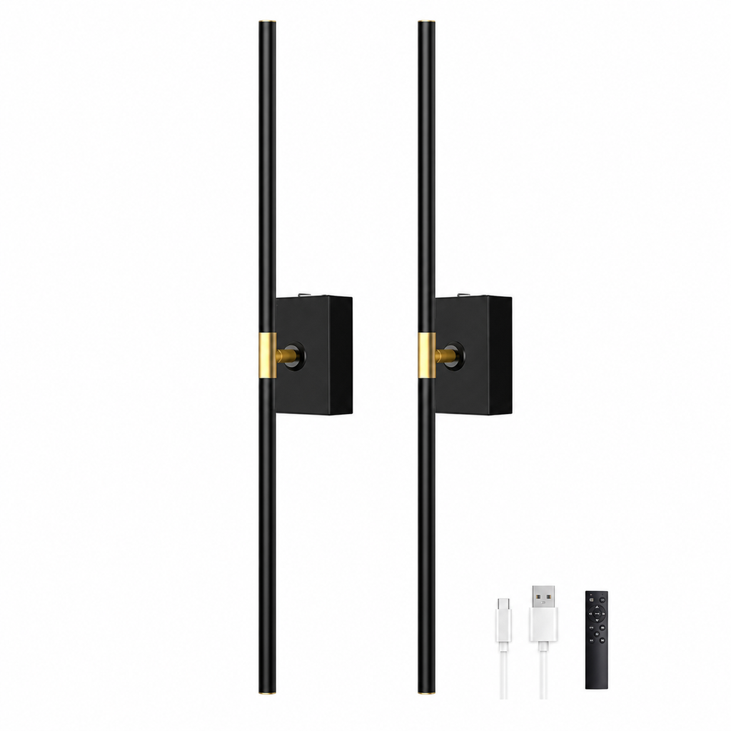 2-Pack Rechargeable Black Wall Sconces — white main