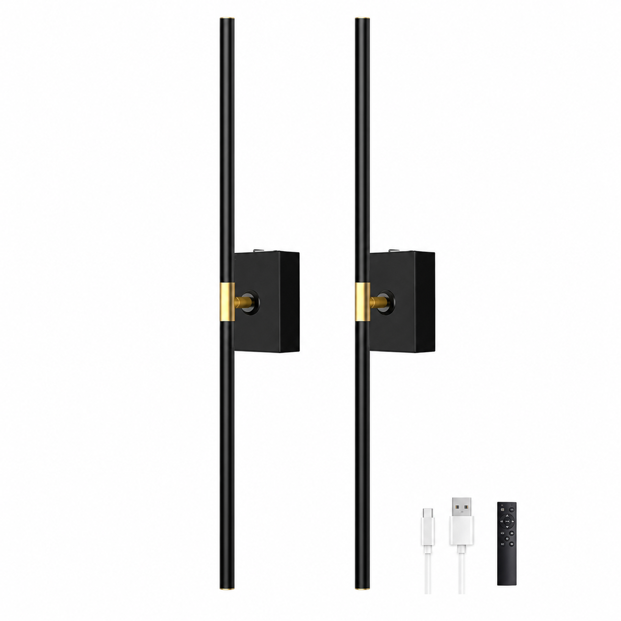 2-Pack Rechargeable Black Wall Sconces — white main