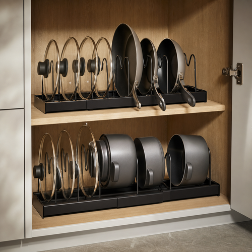 2-Pack Expandable Pan and Lid Organizers — lifestyle
