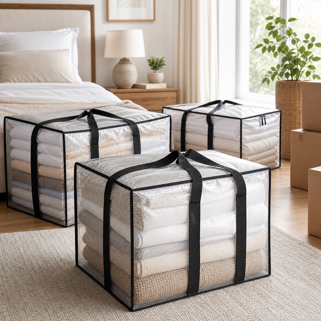 8-Pack Clear Heavy-Duty Moving Bags — lifestyle